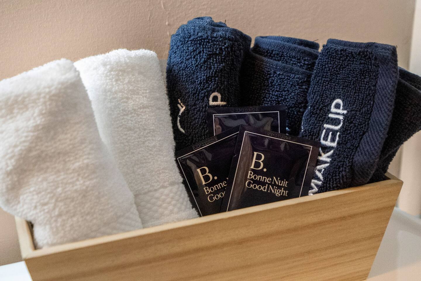 Folded towels presented for arrival