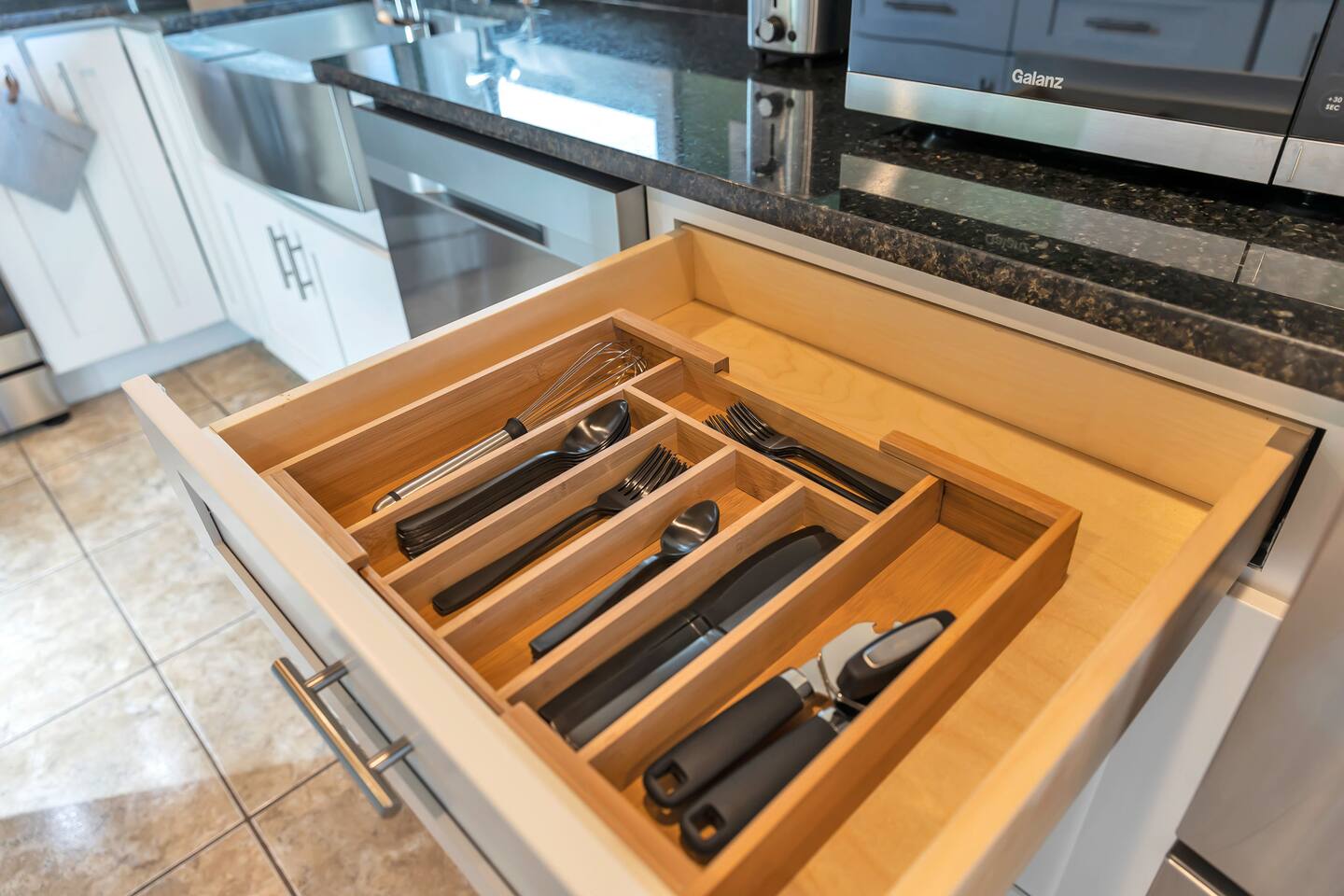Ordered cutlery drawer