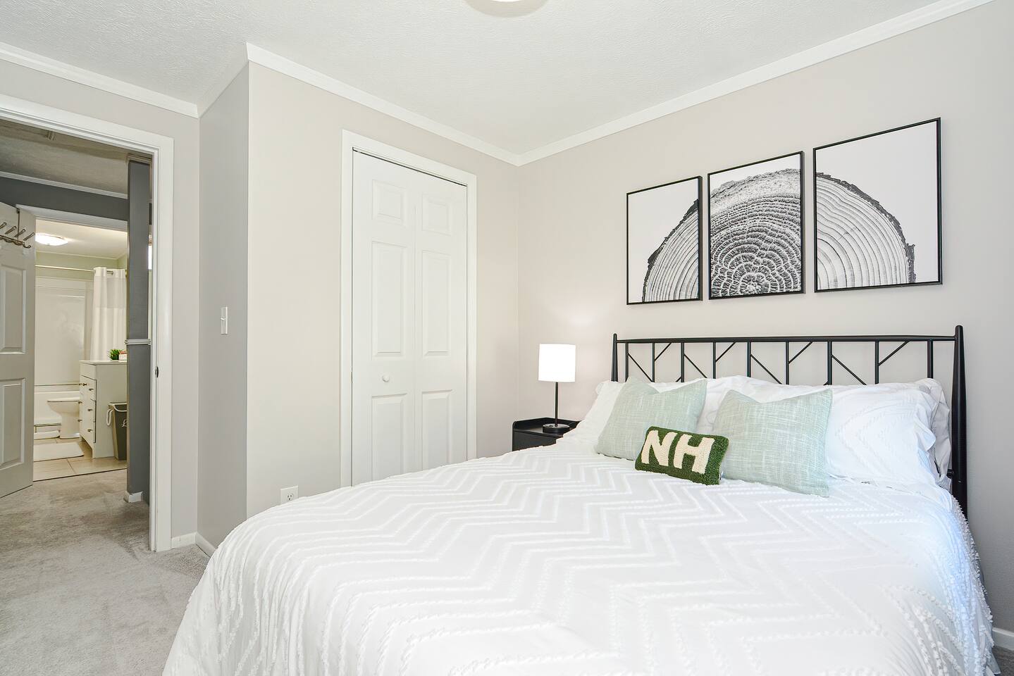 Made-up bedroom in a managed home