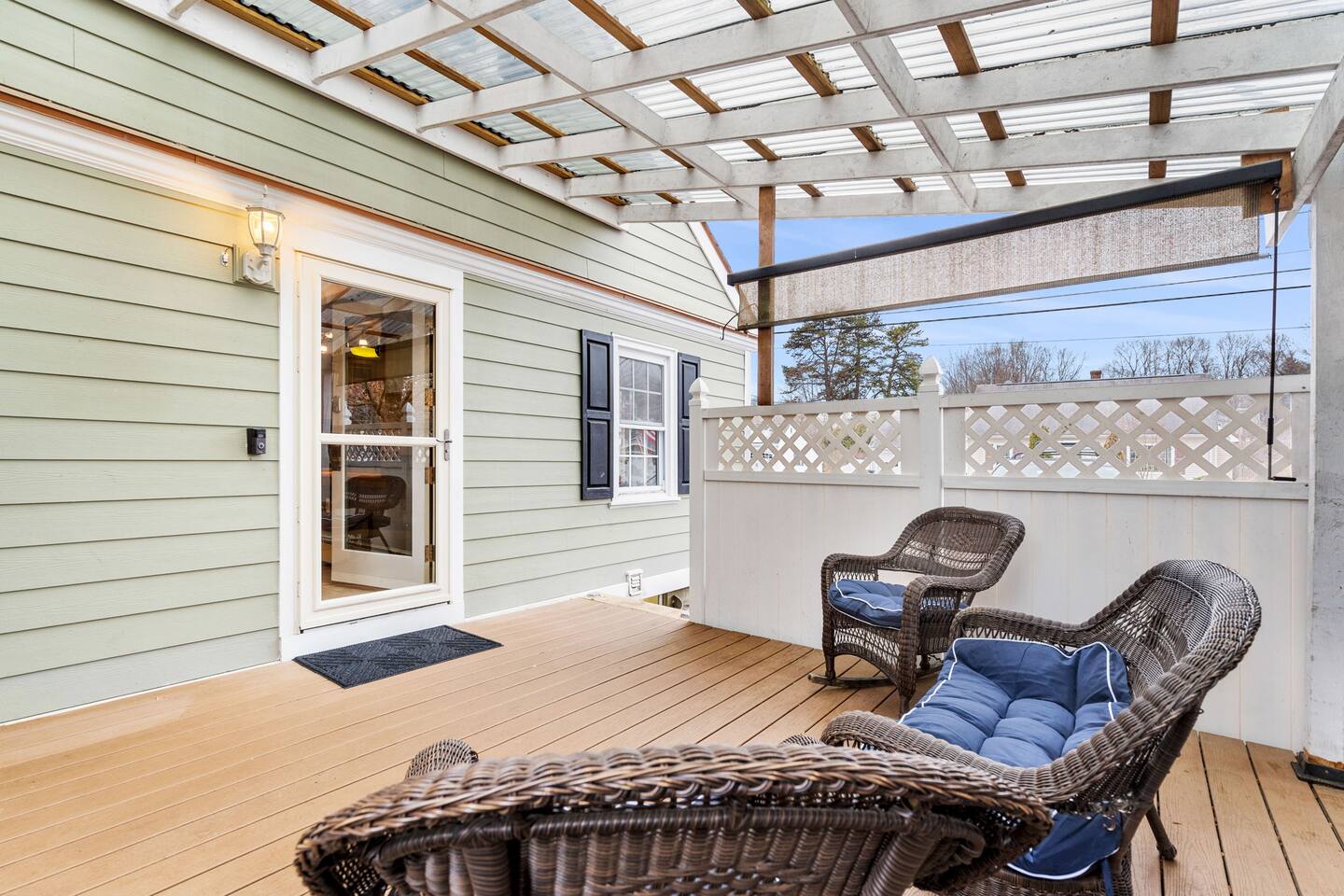 Covered deck with seating at a managed home