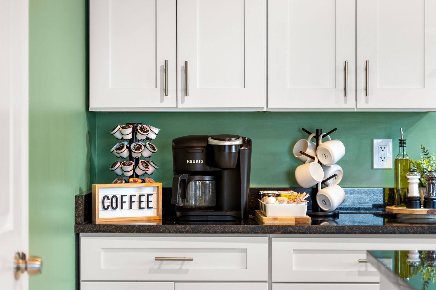 Coffee station stocked for guests